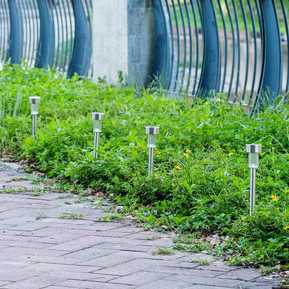 Solar Lights Outdoor Garden Landscape Pathway Lights - 12 Pack Stainless Steel (Warm White)