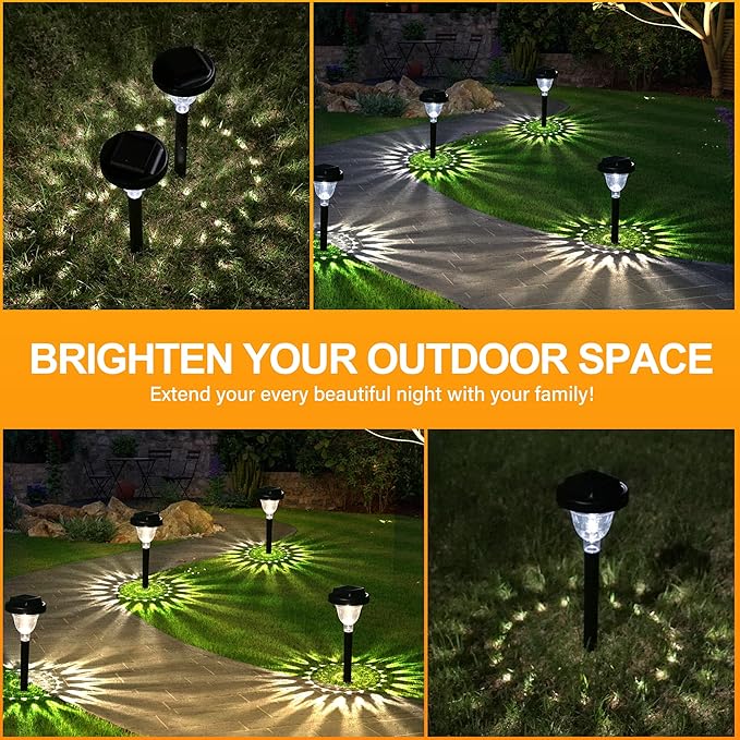 10-Pack Solar Pathway Lights, IP65 Waterproof LED Garden Lights