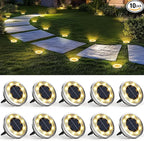 10-Pack Warm White In-Ground Solar Lights, Flat LED Landscape