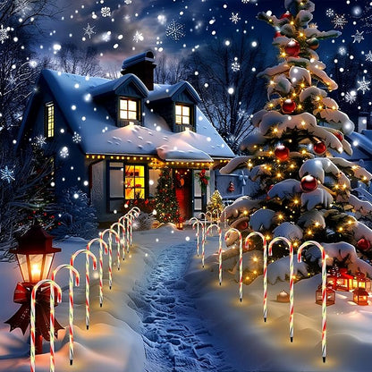 VCOKEN 30'' Christmas Candy Cane Lights Outdoor Pathway, Set of 10 Christmas Candy Cane Markers Decoration, Connectable & Light Up Xmas Holiday Party Yard Art Indoor Outdoor, Red&Green