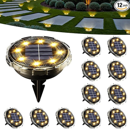 SOLPEX Solar Ground Lights 12 Pack, Solar Pathway Lights Outdoor Waterproof, Landscape Lighting for Garden, Walkway, Driveway, Yard, Deck, Patio, Swimming Pool (Warm White)
