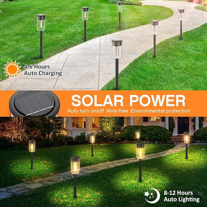Solar Pathway Lights Outdoo 8 Pack, Bright Solar Path Lights Outdoor, IP65 Waterproof Garden Lights Solar Powered Landscape Lighting for Outside Yard Lawn Patio Walkway Driveway