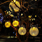 Solar Crackle Lanterns 2-Pack, Yard Hanging LED Decor