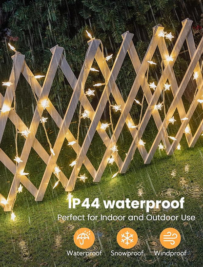 39FT 100 LED Warm White Star String Lights Plug in Fairy Lights with Remote,Hanging Star Lights for Indoor Outdoor Bedroom,Classroom,Dorm,Kids Tent,Party Decor