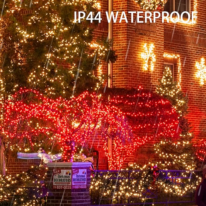 60 LED Christmas Twinkle Lights, 20ft Waterproof for Yard