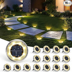 Solar Flat Disk Lights 16-Pack, Waterproof Landscape