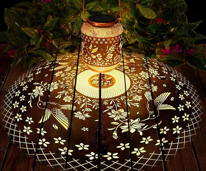 Hummingbird Solar Lanterns Outdoor Waterproof, Hummingbird Birthday Gifts for Women Mom Grandma, Metal Hanging Solar Lights Outside Decorations for Patio Porch Yard Backyard Decor