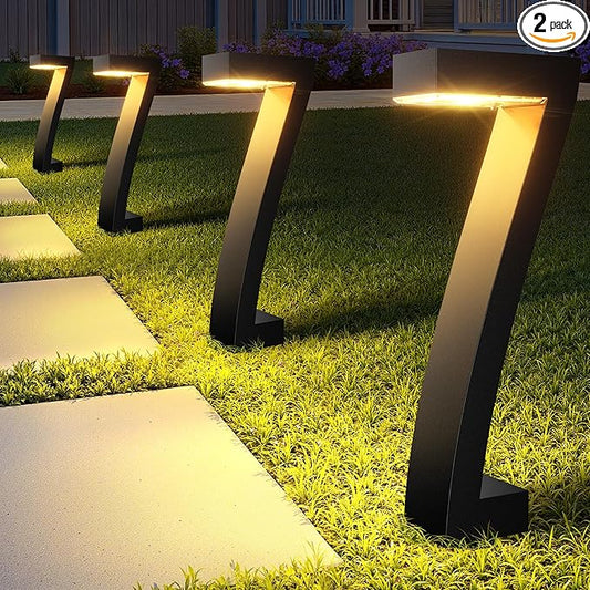 WdtPro Solar Lights Outdoor Pathway Lights, 2 Pack Upgraded Bright LED Outdoor Solar Light for Outside, IP65 Waterproof Solar Garden Light for Yard, Driveway, Walkway, Landscape, Patio Decor