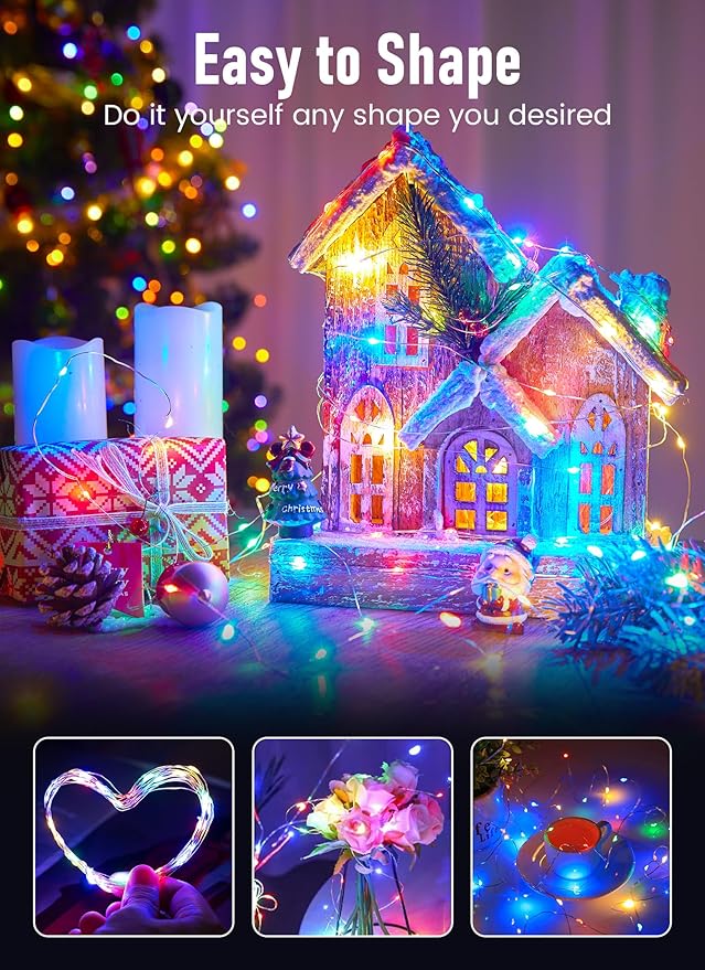 Christmas LED String Lights, Waterproof Timer Lights