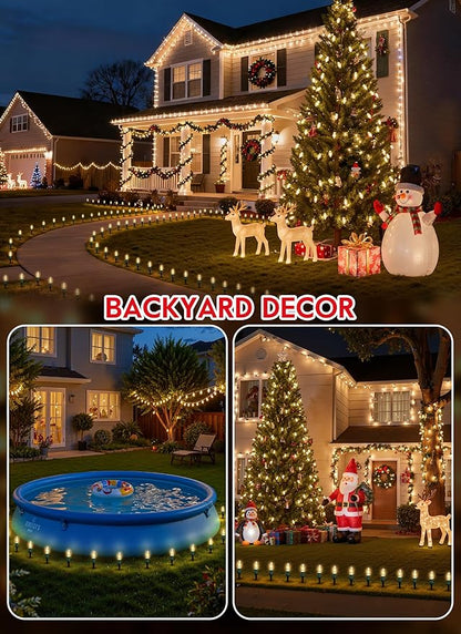 Christmas Pathway Lights Outdoor, 26 FT Connectable C9 LED Christmas Lights Outdoor, Waterproof String Lights with 20 Led Lights and Stakes, Christmas Decorations for Walkway Driveway, Warm White