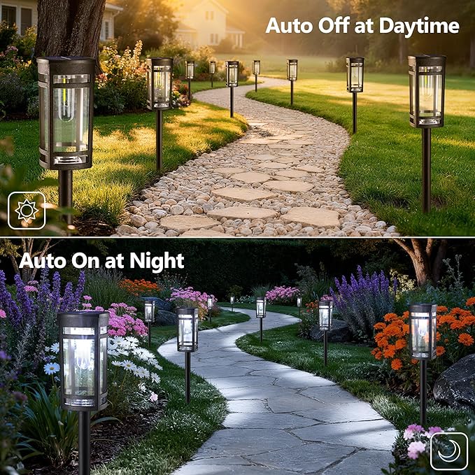 6 Pack Outdoor Solar Pathway Lights - Solar Landscape Lights Outdoor Walkway Solar Garden Lights for Lawn, Path, Yard Decor (Cool White)