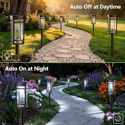 6 Pack Outdoor Solar Pathway Lights - Solar Landscape Lights Outdoor Walkway Solar Garden Lights for Lawn, Path, Yard Decor (Cool White)