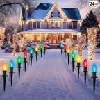 24-Pack Multicolor Solar Path Lights, Outdoor Driveway LED