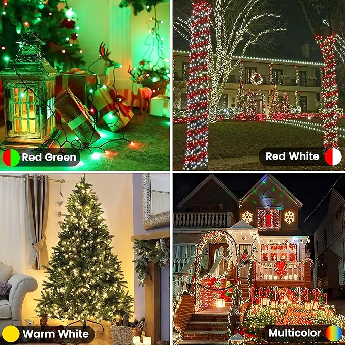 Albelt Smart Color Changing Christmas Lights, Christmas Decoration Lights with Remote & Timer, 66 FT 200 LED RGB Twinkle Fairy String Light Waterproof for Indoor Outdoor Easter Xmas Tree Decor