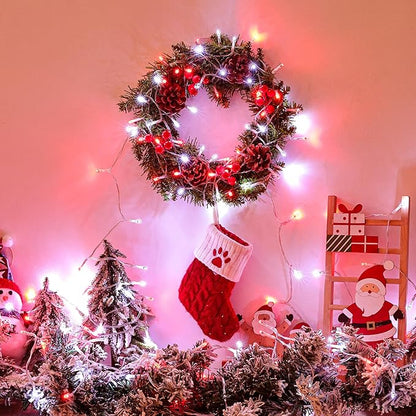 Lomotech Battery Operated Christmas Lights - 4 Pack Total 66ft 200LEDs String Lights 8 Modes Waterproof with Timer for Home, Garden, Party, Holiday, Tree Decoration (Clear Wire, Red & White)