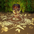 2-Pack Rustic Hummingbird Solar Lanterns for Patio, Waterproof LED