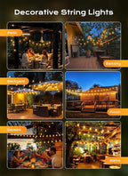 Brightown Outdoor String Lights, 100ft 52 ST38 Shatterproof LED Patio Lights, Dimmable IP65 Waterproof