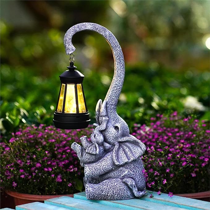 Solar Elephant Garden Statue Light, Outdoor Decor