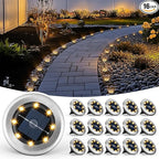 16-Pack Warm White Flat Solar Driveway Lights, Waterproof LED