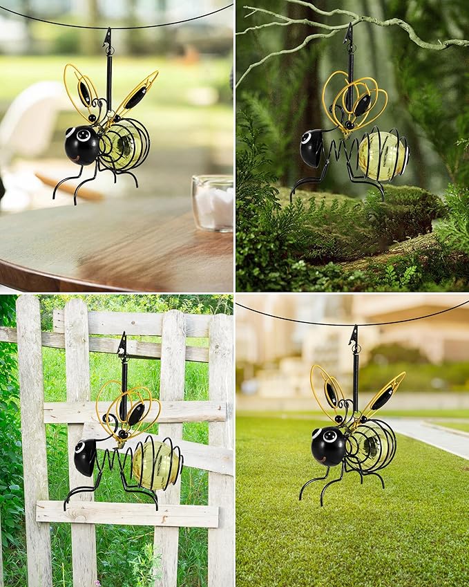 Solar Bee Garden Statue Light, Outdoor Decor