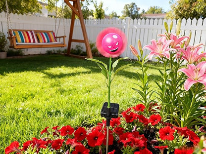 Personified Bobble Face Wind Spinners Sunflower Solar Fairy Light Outdoor with Funny Smirking Face - Garden Decor, Waterproof Auto-On/Off Pathway, Lawn, Yard Stake Light for Decorations - Single Pack