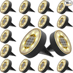 16-Pack Warm White Flat Solar Driveway Lights, Waterproof LED