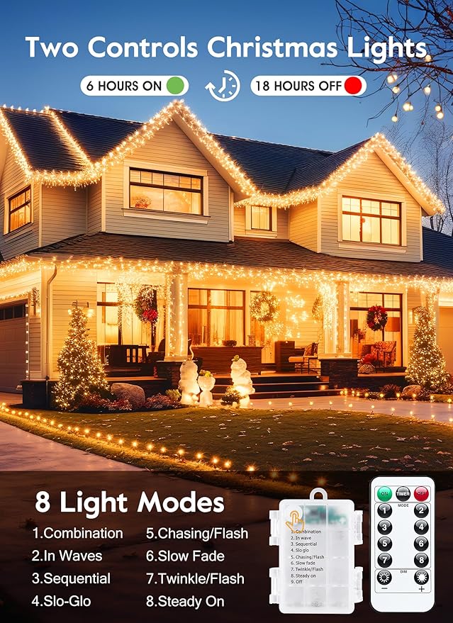 2-Pack Warm White Yard String Lights, 5ft Weatherproof LED
