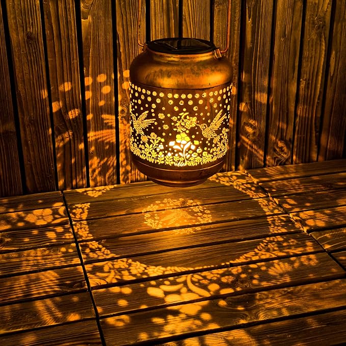 Gifts for Women Mom Grandma, Hummingbird Solar Lanterns Outdoor Waterproof, Hanging Solar Lights for Porch Patio Yard Garden Decor