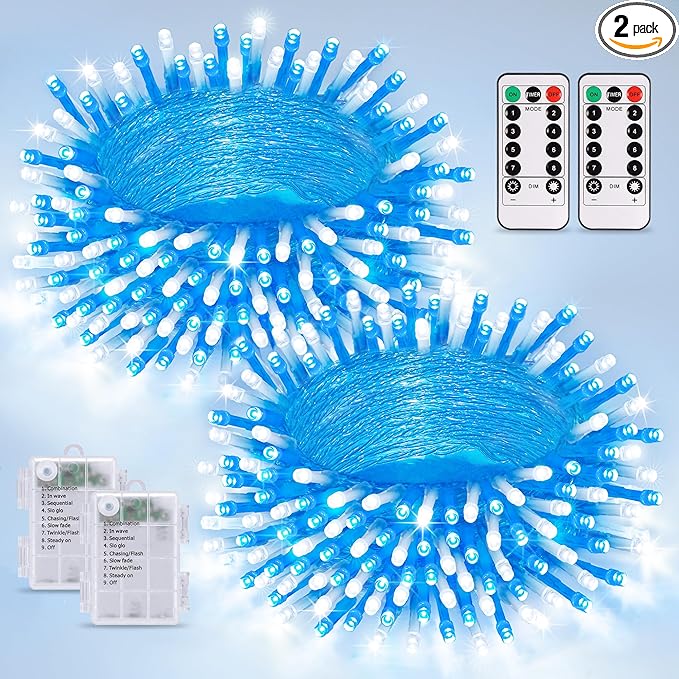 2-Pack 100 LED Christmas Twinkle Lights, 33ft Waterproof for Yard