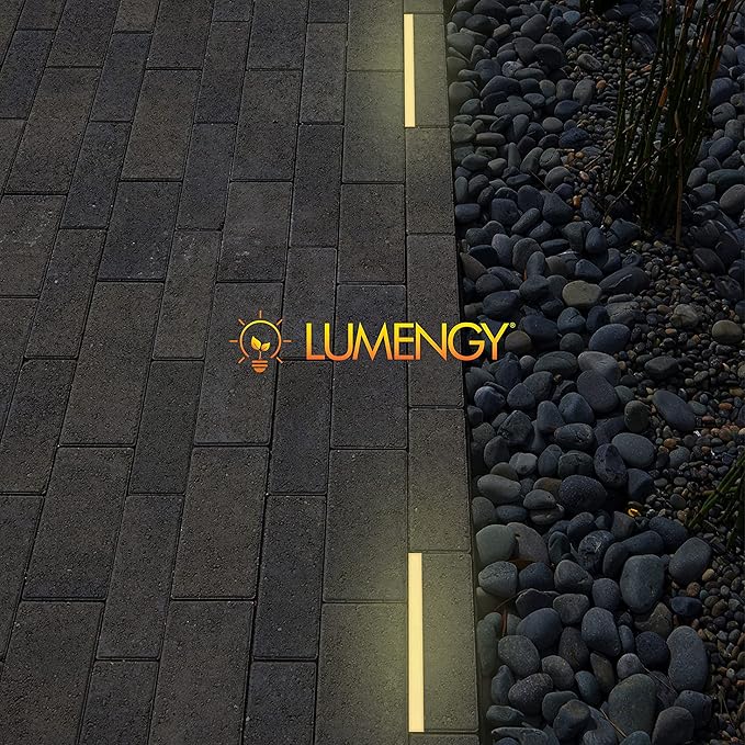 LUMENGY Paver Light Slim 0.5x12 Inch (0.55x11.8), 2700K Warm White, Glare-Free Linear Lighting for Driveways, Walkways and Paver Borders, 12V Hardwired, IP67 Waterproof, Drive-Over Rated