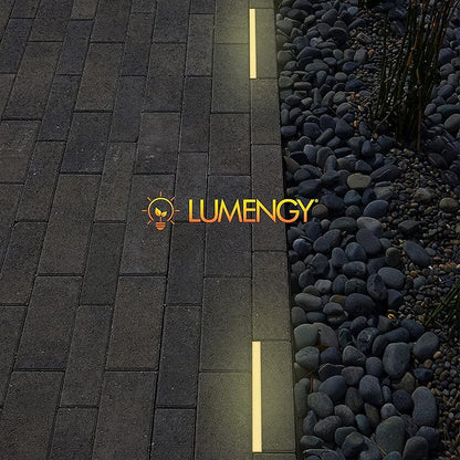 LUMENGY Paver Light Slim 0.5x12 Inch (0.55x11.8), 2700K Warm White, Glare-Free Linear Lighting for Driveways, Walkways and Paver Borders, 12V Hardwired, IP67 Waterproof, Drive-Over Rated