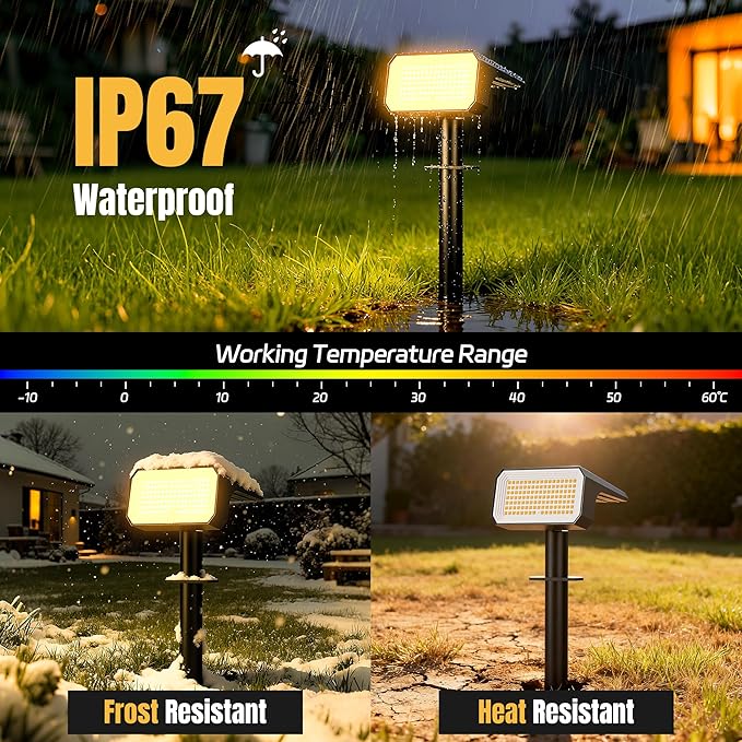 Solar Spot Lights Outdoor, [6 pack/118 LED] 4 Modes Auto On/Off Solar Landscape Spotlights, Ip67 Waterproof Solor Powered Pathway Lights for Outside Yard Garden Walkway Tree Patio (Warm White)