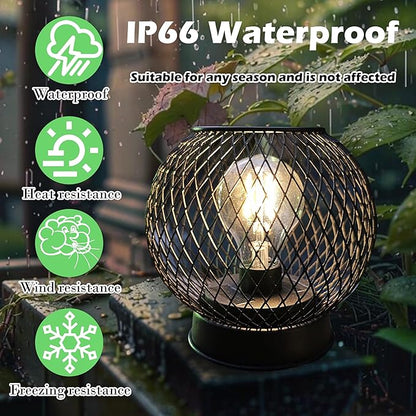 Solar Lanterns Outdoor Waterproof Tabletop Decorations, Solar Powered Metal Lantern with LED Bulb,Vintage Lantern for Parties, Lawn,Patio, Passage Decor