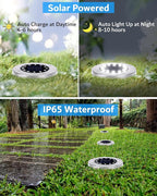 Solar Flat Disk Lights 8-Pack, Waterproof Driveway