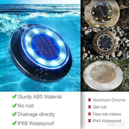 Flacchi Solar Lights Outdoor - Solar Powered Ground Lights Outdoor Solar Disk Light Waterproof Landscape Light for Patio Yard Pathway Walkway Driveway (Blue, 8 Pack)