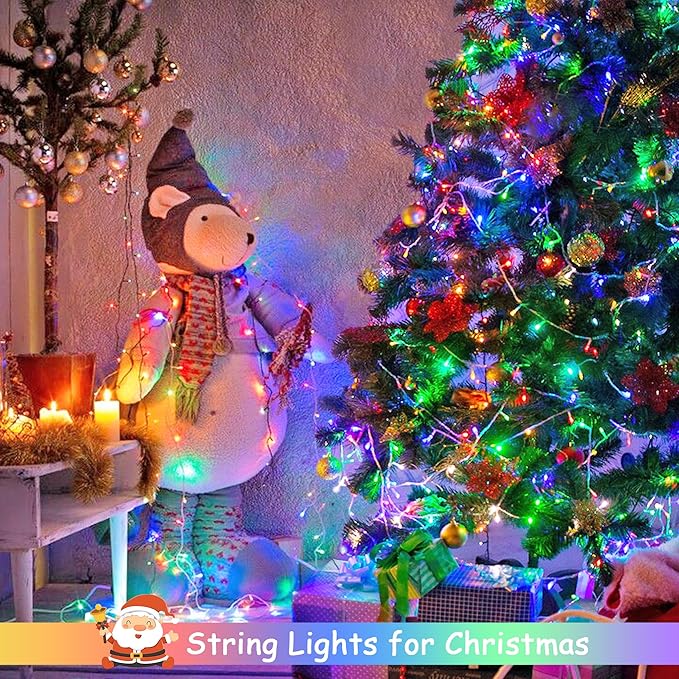 JMEXSUSS 4 Pack 50 LED Battery Operated String Lights Multicolor, Each 16.5ft Christmas string lights with Timer, 8 Modes Waterproof Multicolor Twinkle Light Outdoor for Christmas Garden Patio Bedroom