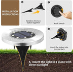 Solar Flat Disk Lights 8-Pack, Waterproof Walkway