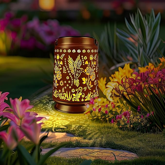 Metal Hummingbird Solar Lanterns for Outdoor, Waterproof LED