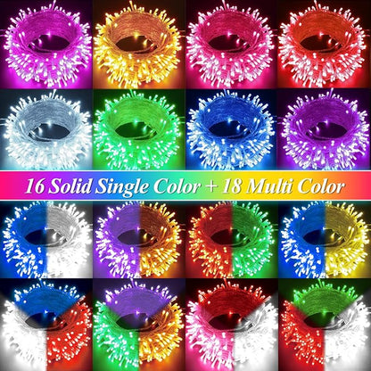 Color Changing Christmas String Lights with Remote, 4 Pack Total 66.6 FT 200 LED String Lights Indoor Outdoor Decoration, 34 Colors Twinkle Fairy Lights for Easter Valentines Decoration