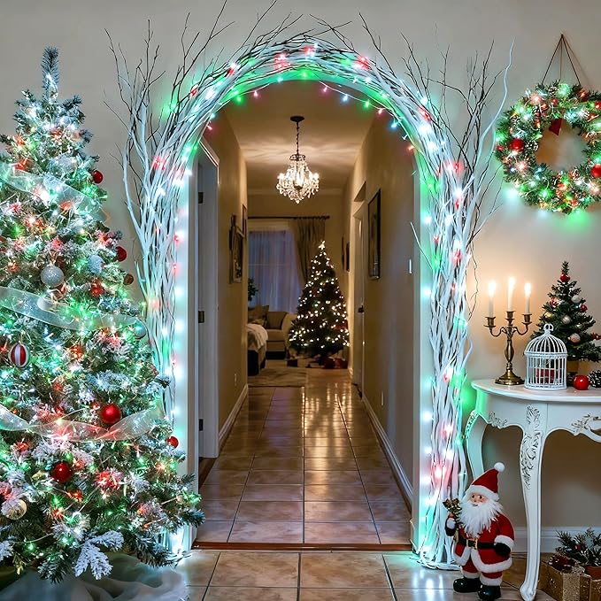 2-Pack 100 LED Christmas Twinkle Lights, 33ft Waterproof for Patio