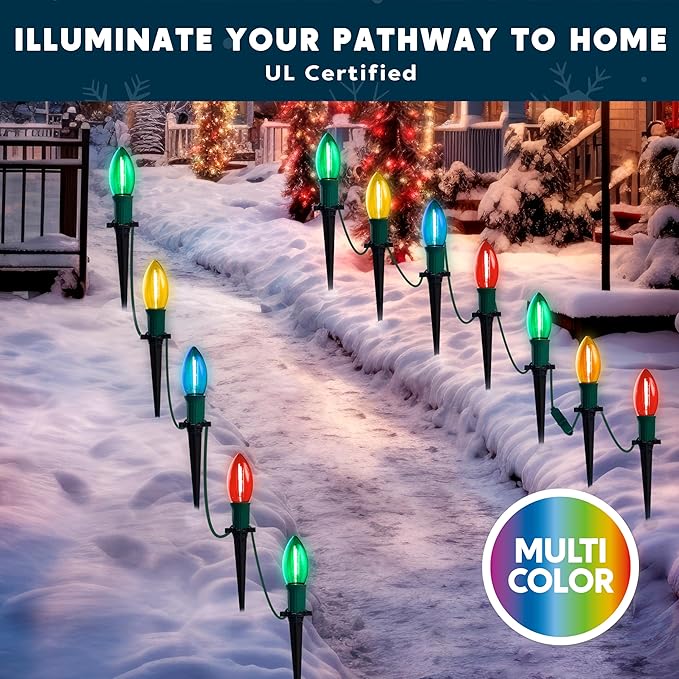 24-Pack Multicolor Solar Path Lights, Outdoor Driveway LED