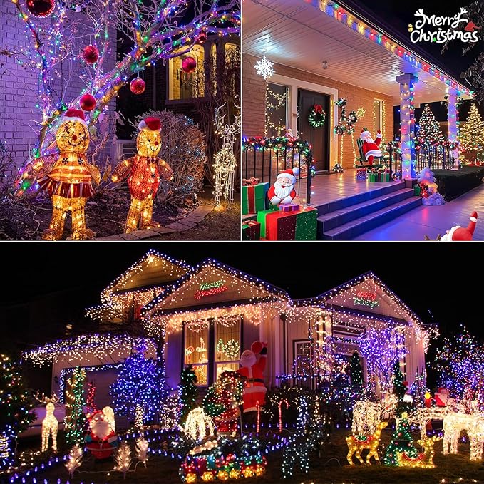 4-Pack 400 LED Christmas Twinkle Lights, 160ft Waterproof for Backyard