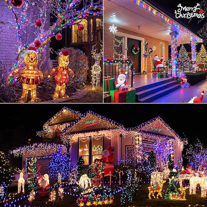 4-Pack 400 LED Christmas Twinkle Lights, 160ft Waterproof for Backyard