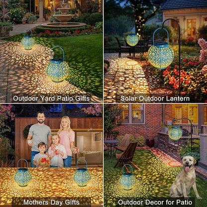 Go2garden Big Solar Outdoor Lanterns Waterproof, Gifts for Dad Mom Garden Yard Decor Lights for Patio,Balcony Party Ornaments, Birthday Mothers Day Gifts for Wife Grandma (1 Pack, Teal Blue)