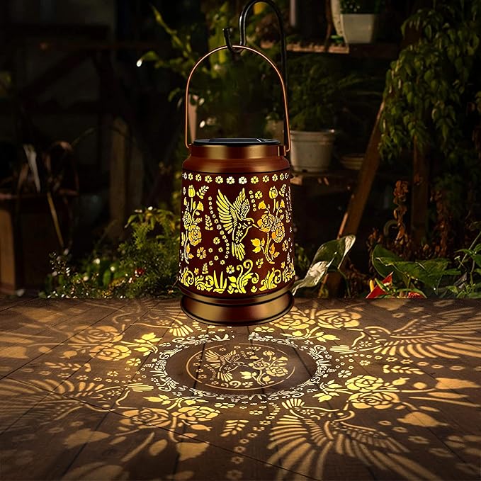 Metal Hummingbird Solar Lanterns for Outdoor, Waterproof LED