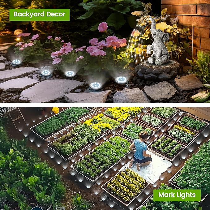 Mini Solar Ground Lights, 16 Pack Solar Garden Lights, Solar Powered Pathway Lights Warterproof, Outdoor Lights for Driveway, Walkway, Backyard, Patio (Cool White)