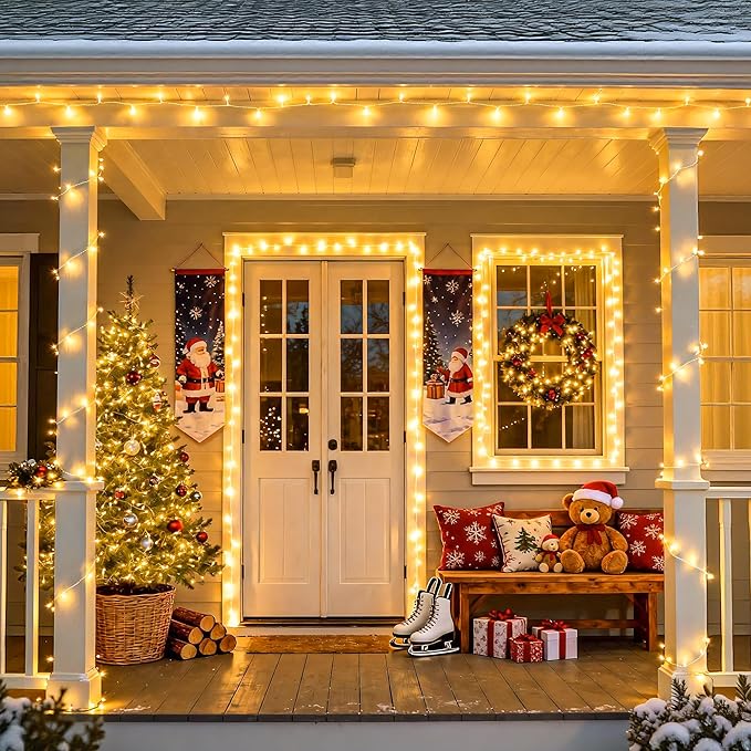 JMEXSUSS 4 Pack 50 LED Battery Operated String Lights Warm White, Each 16.5ft Battery Outdoor Lights with Timer Waterproof, 8 Modes Christmas String Light Indoor for Bedroom Classroom Xmas Decor