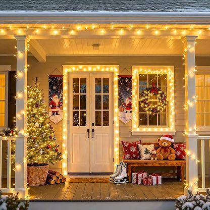 JMEXSUSS 4 Pack 50 LED Battery Operated String Lights Warm White, Each 16.5ft Battery Outdoor Lights with Timer Waterproof, 8 Modes Christmas String Light Indoor for Bedroom Classroom Xmas Decor