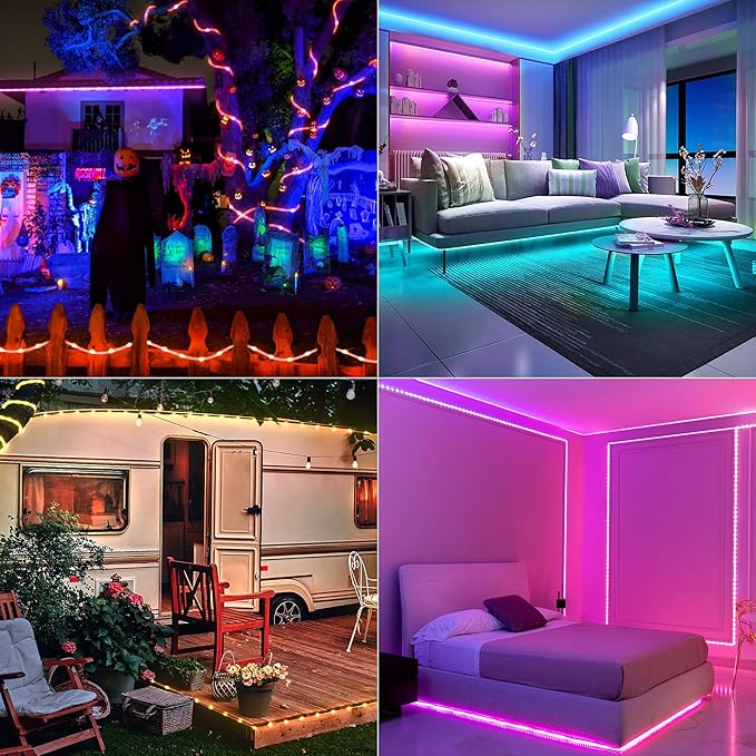 33FT Rope Lights Outdoor Color Changing, Warm White Rope Lighting 100 LED String Lights Plug in with Remote, 30 Colors Rope Light for Indoor Garden Patio Camping Room Landscape Tree Christmas Décor