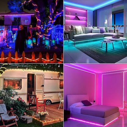 33FT Rope Lights Outdoor Color Changing, Warm White Rope Lighting 100 LED String Lights Plug in with Remote, 30 Colors Rope Light for Indoor Garden Patio Camping Room Landscape Tree Christmas Décor